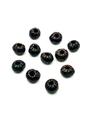 Set of 11 Vintage 1990s Todd Oldham Copper-Plated Etched Beads – Ebonized