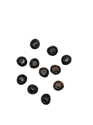 Set of 11 Vintage 1990s Todd Oldham Copper-Plated Etched Beads – Ebonized