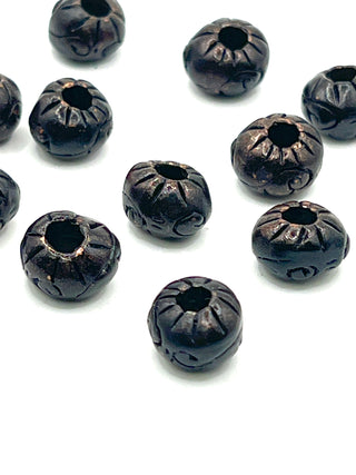Set of 11 Vintage 1990s Todd Oldham Copper-Plated Etched Beads – Ebonized