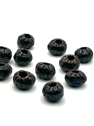Set of 11 Vintage 1990s Todd Oldham Copper-Plated Etched Beads – Ebonized
