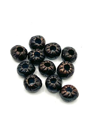 Set of 11 Vintage 1990s Todd Oldham Copper-Plated Etched Beads – Ebonized