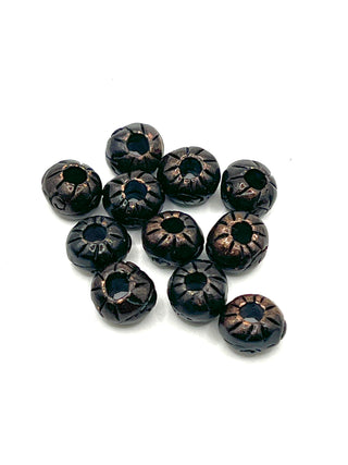 Set of 11 Vintage 1990s Todd Oldham Copper-Plated Etched Beads – Ebonized