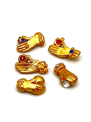 Vintage 1990s Todd Oldham Signed “Hand in Glove” Buttons Set of 5