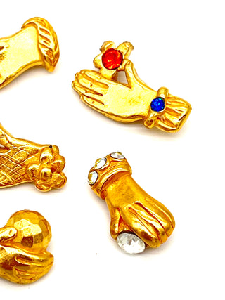 Vintage 1990s Todd Oldham Signed “Hand in Glove” Buttons Set of 5