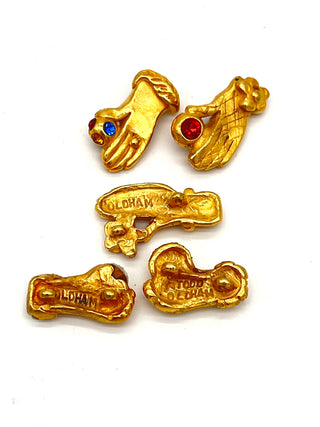 Vintage 1990s Todd Oldham Signed “Hand in Glove” Buttons Set of 5