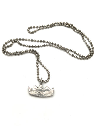 Vintage 1990s Todd Oldham Iconic Crown Logo Charm Necklace, Silver Plated