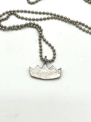 Vintage 1990s Todd Oldham Iconic Crown Logo Charm Necklace, Silver Plated