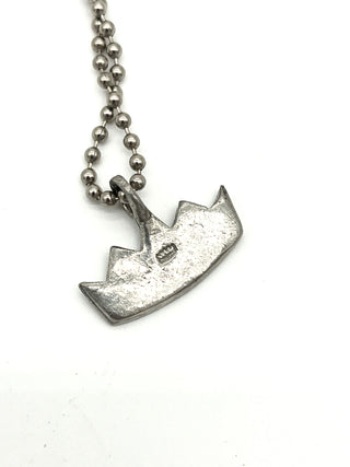 Vintage 1990s Todd Oldham Iconic Crown Logo Charm Necklace, Silver Plated