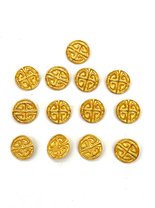 Todd Oldham Fall 1993 Runway Button Set – 12 Signed Greek Key Crest Buttons
