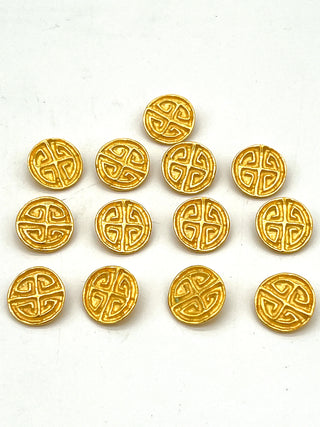 Todd Oldham Fall 1993 Runway Button Set – 12 Signed Greek Key Crest Buttons