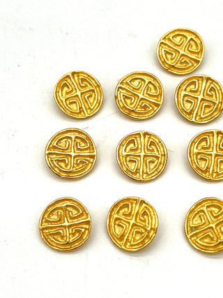 Todd Oldham Fall 1993 Runway Button Set – 12 Signed Greek Key Crest Buttons