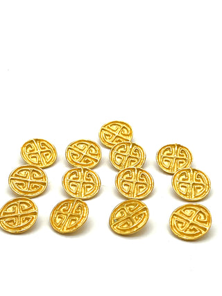 Todd Oldham Fall 1993 Runway Button Set – 12 Signed Greek Key Crest Buttons
