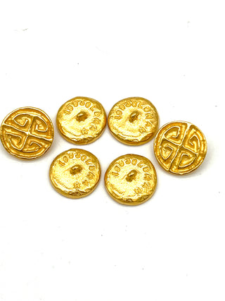 Todd Oldham Fall 1993 Runway Button Set – 12 Signed Greek Key Crest Buttons