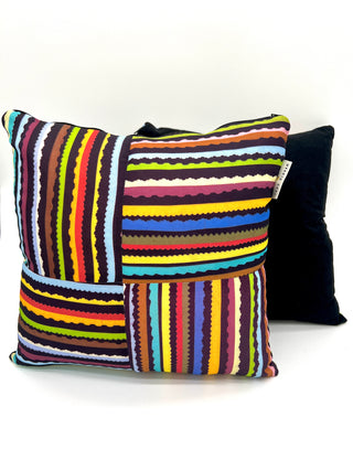 Cut Stripe Patchwork VintagePhoto Print Pillow