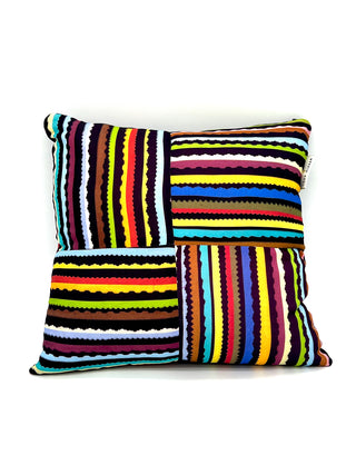 Cut Stripe Patchwork VintagePhoto Print Pillow