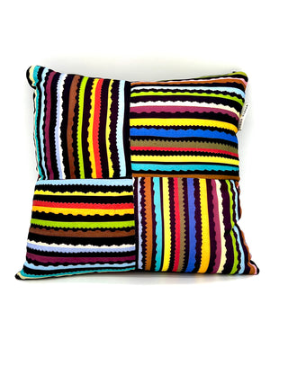 Cut Stripe Patchwork VintagePhoto Print Pillow