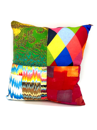 Vintage Todd Oldham Harlequin & Pixelated Textile Patchwork Pattern Pillow