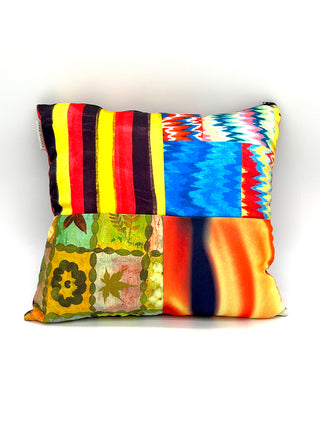 Vintage Todd Oldham Fire & Leaves Textile Patchwork Pattern Mix Pillow
