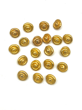 Vintage Todd Oldham 1993 24 kt Golden Swirl Buttons, Visible Fingerprints, Set of 20