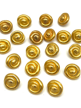 Vintage Todd Oldham 1993 24 kt Golden Swirl Buttons, Visible Fingerprints, Set of 20