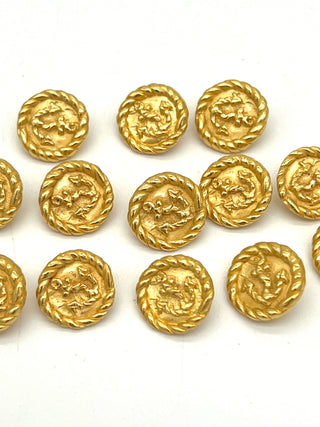 Vintage Todd Oldham Signed & Dated 1993 - 24 kt Gold Plated Anchor In The Round Buttons