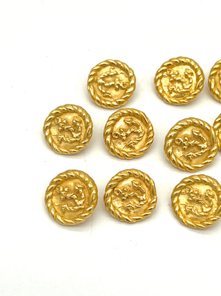 Vintage Todd Oldham Signed & Dated 1993 - 24 kt Gold Plated Anchor In The Round Buttons