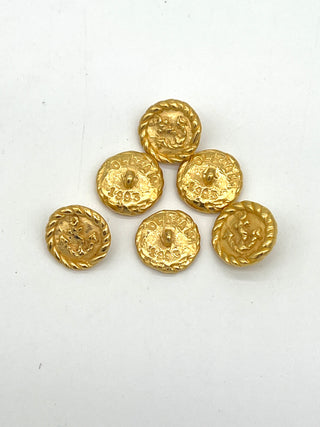 Vintage Todd Oldham Signed & Dated 1993 - 24 kt Gold Plated Anchor In The Round Buttons