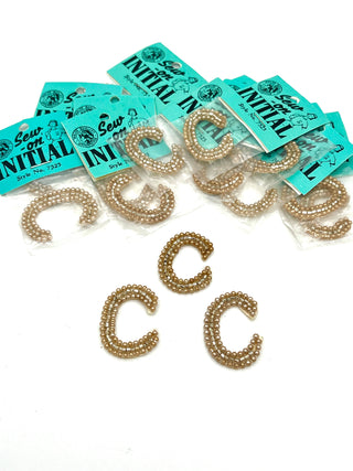Calling All Carol's, Connie's Or Carl's -  Bag of 1950s Handmade Pearl "C" Appliqué