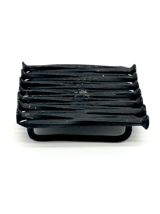 Todd Oldham Spring 1994 “Dreams” Stack of Nails Belt Buckle, Ebonized Metal, Surrealist Fashion Accessory