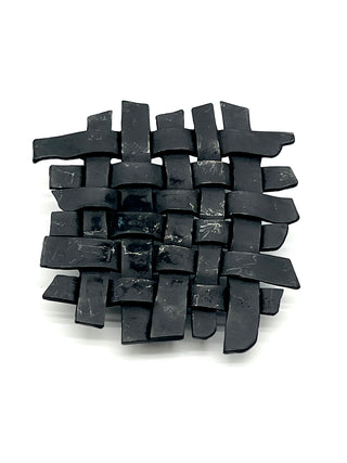 Vintage Todd Oldham Spring 1994 “Dreams” Ebonized Woven Metal Belt Buckle, Surrealist Sculptural Fashion Accessory