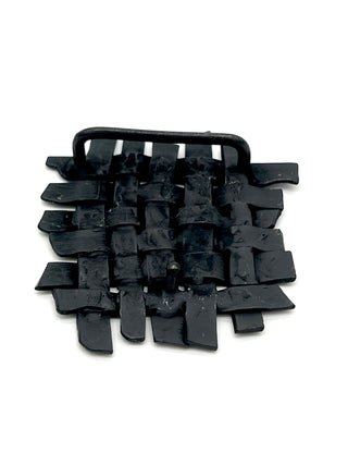 Vintage Todd Oldham Spring 1994 “Dreams” Ebonized Woven Metal Belt Buckle, Surrealist Sculptural Fashion Accessory