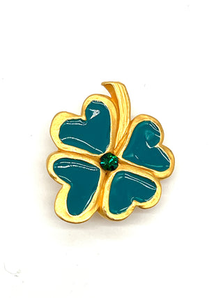 Vintage Signed Todd Oldham Spring 1994 - Gold-Plated & Lacquered Heart Clover Belt Buckle