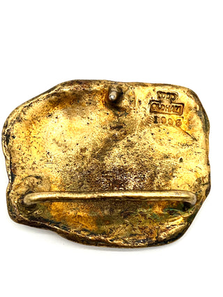 Vintage Signed Todd Oldham Dated Fall 1995, Hand-Molded Nugget Belt Buckle with Burnished Details