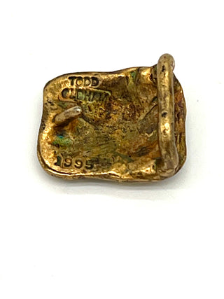 Vintage Signed Todd Oldham Dated Fall 1995, Hand-Molded Nugget Belt Buckle with Burnished Details