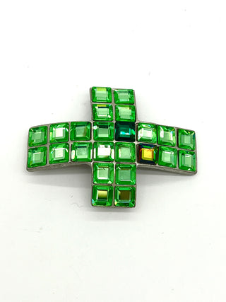 Vintage Todd Oldham Fall 1994 -  Cross Shaped Barrett With Bright Green Crystals