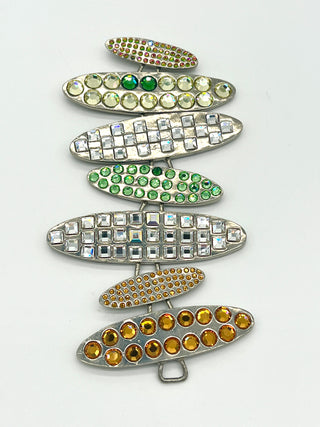 Vintage Signed Todd Oldham Spring 1996 Silver-Plated Disc Bracelet with Multicolor Swarovski Crystals