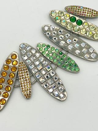 Vintage Signed Todd Oldham Spring 1996 Silver-Plated Disc Bracelet with Multicolor Swarovski Crystals