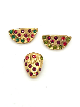Vintage 1990s Todd Oldham 24kt Gold-Plated Fruit Buttons - A Sweet Set of 3