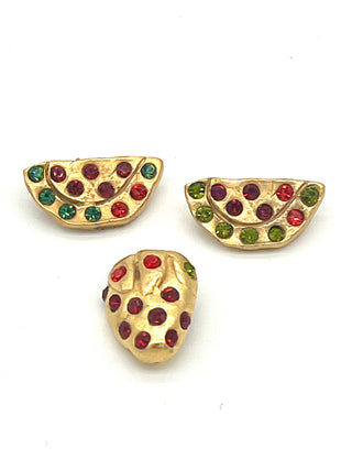 Vintage 1990s Todd Oldham 24kt Gold-Plated Fruit Buttons - A Sweet Set of 3
