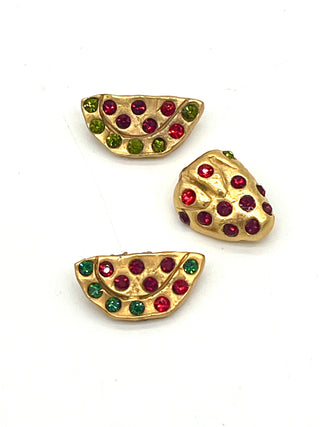 Vintage 1990s Todd Oldham 24kt Gold-Plated Fruit Buttons - A Sweet Set of 3
