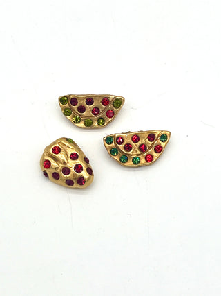 Vintage 1990s Todd Oldham 24kt Gold-Plated Fruit Buttons - A Sweet Set of 3