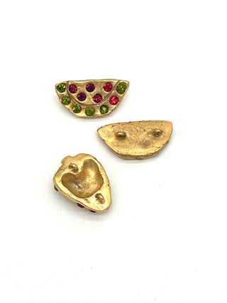 Vintage 1990s Todd Oldham 24kt Gold-Plated Fruit Buttons - A Sweet Set of 3