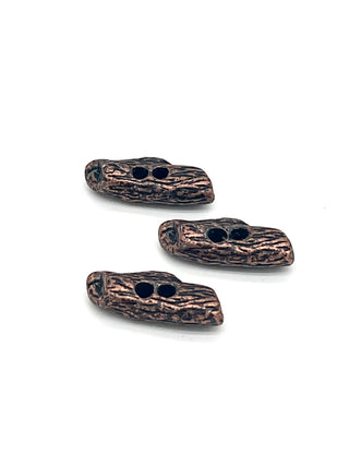 Vintage 1995 Todd Oldham Copper-Plated & Ebonized Wood Grain Toggle Buttons – Set of 3