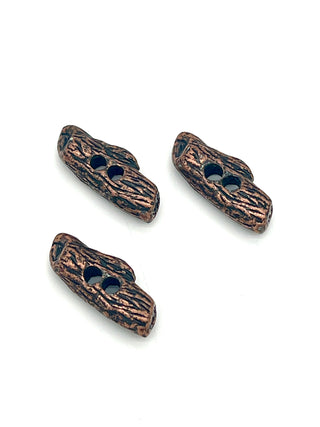 Vintage 1995 Todd Oldham Copper-Plated & Ebonized Wood Grain Toggle Buttons – Set of 3
