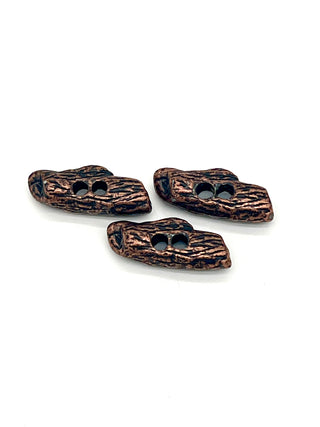 Vintage 1995 Todd Oldham Copper-Plated & Ebonized Wood Grain Toggle Buttons – Set of 3