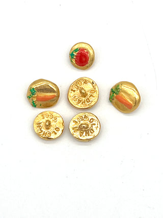 Todd Oldham Vintage 1994 Signed 24kt Gold-Plated Enameled Vegetable Buttons-Set Of 6