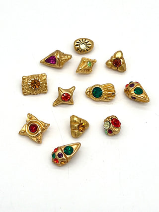 Mixed Set of Vintage Todd Oldham 24kt Gold-Plated Swarovski Crystal Buttons – Signed & Dated 1994/1995