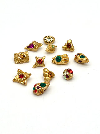 Mixed Set of Vintage Todd Oldham 24kt Gold-Plated Swarovski Crystal Buttons – Signed & Dated 1994/1995