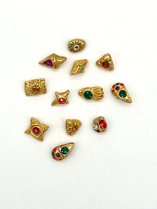 Mixed Set of Vintage Todd Oldham 24kt Gold-Plated Swarovski Crystal Buttons – Signed & Dated 1994/1995