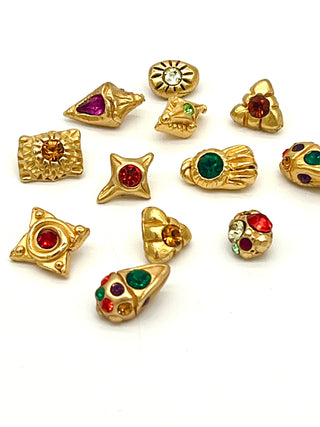 Mixed Set of Vintage Todd Oldham 24kt Gold-Plated Swarovski Crystal Buttons – Signed & Dated 1994/1995
